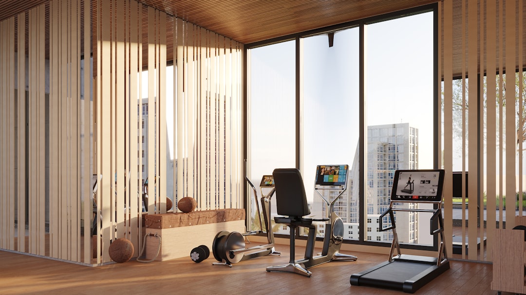 wall mounted home gym equipment in modern living room