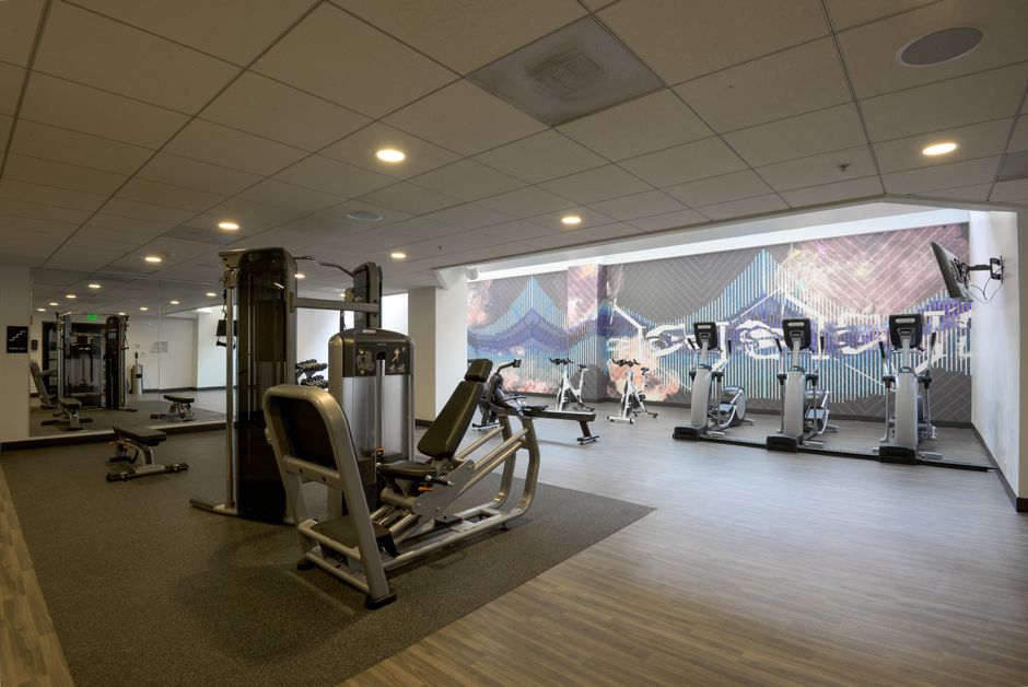 Pulse Fitness commercial gym floor with cable machines and strength stations