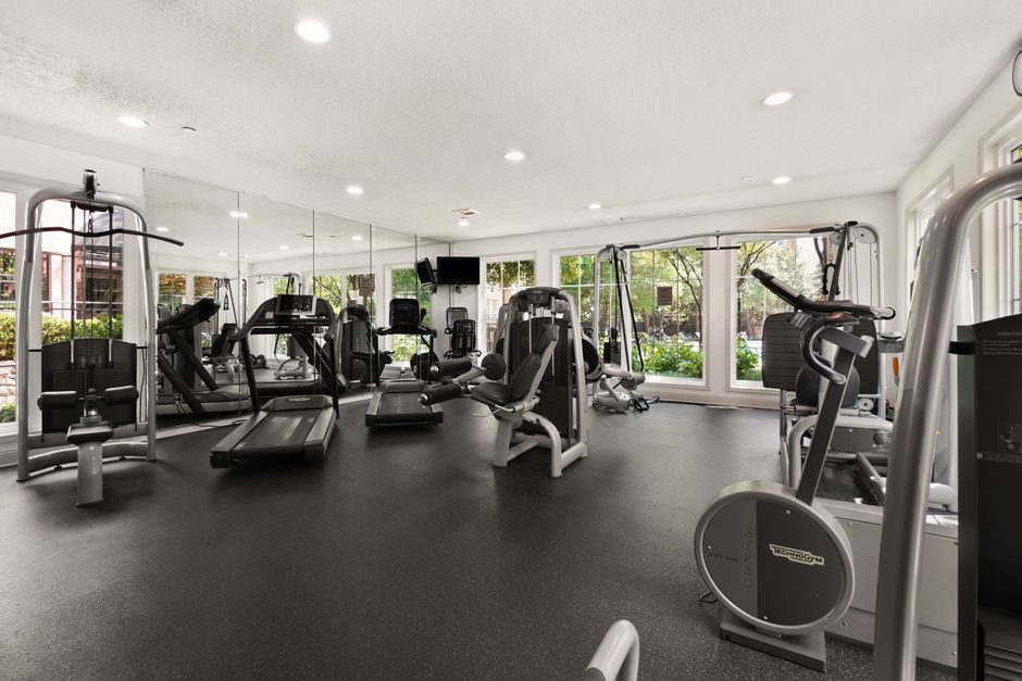 Technogym Skyward connected treadmill home gym setup
