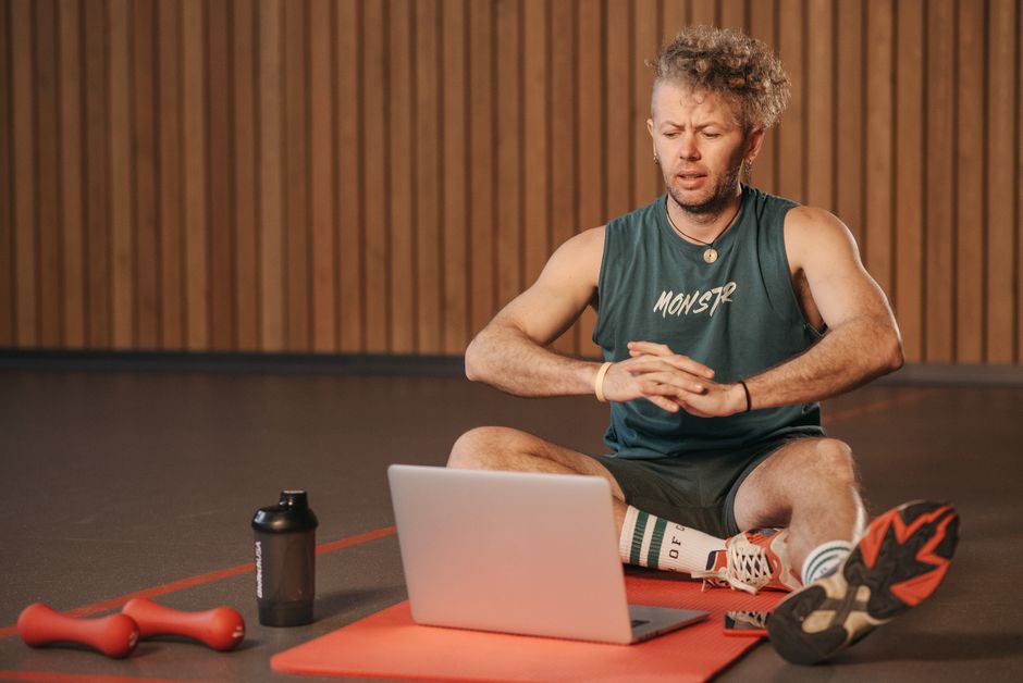 Wexer virtual fitness platform dashboard on a gym studio screen