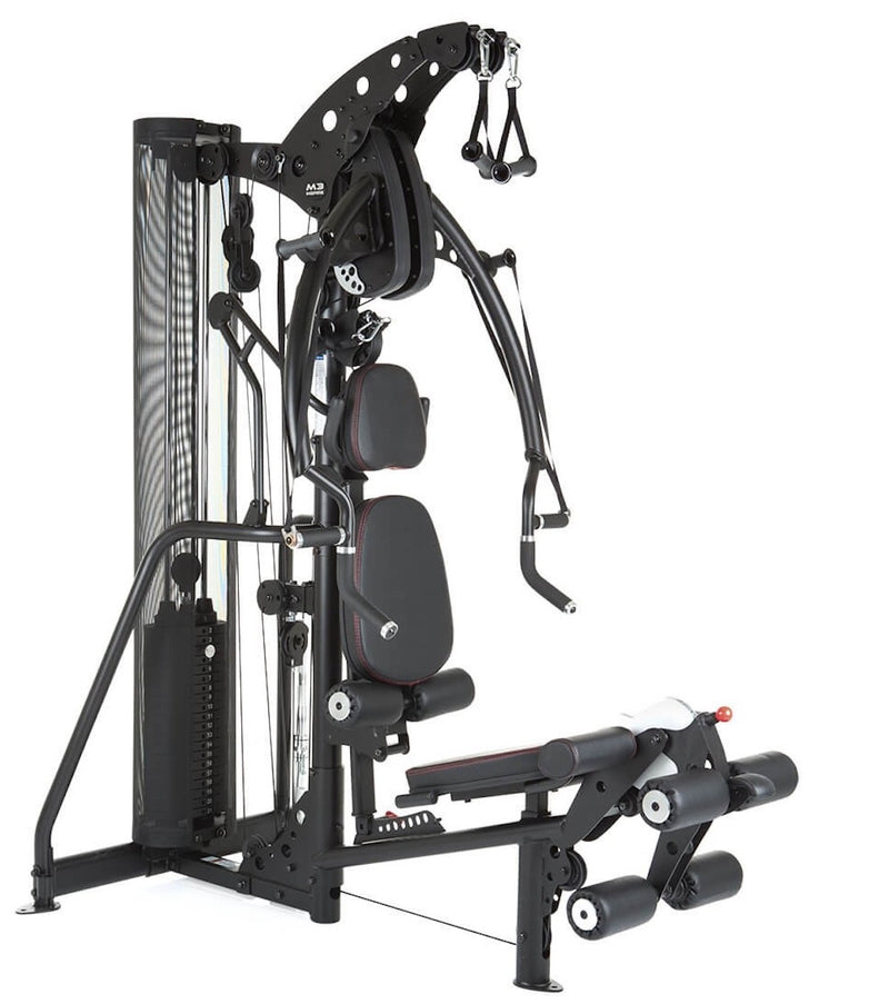 Inspire M3 Multi Gym showing the press arms and weight stack