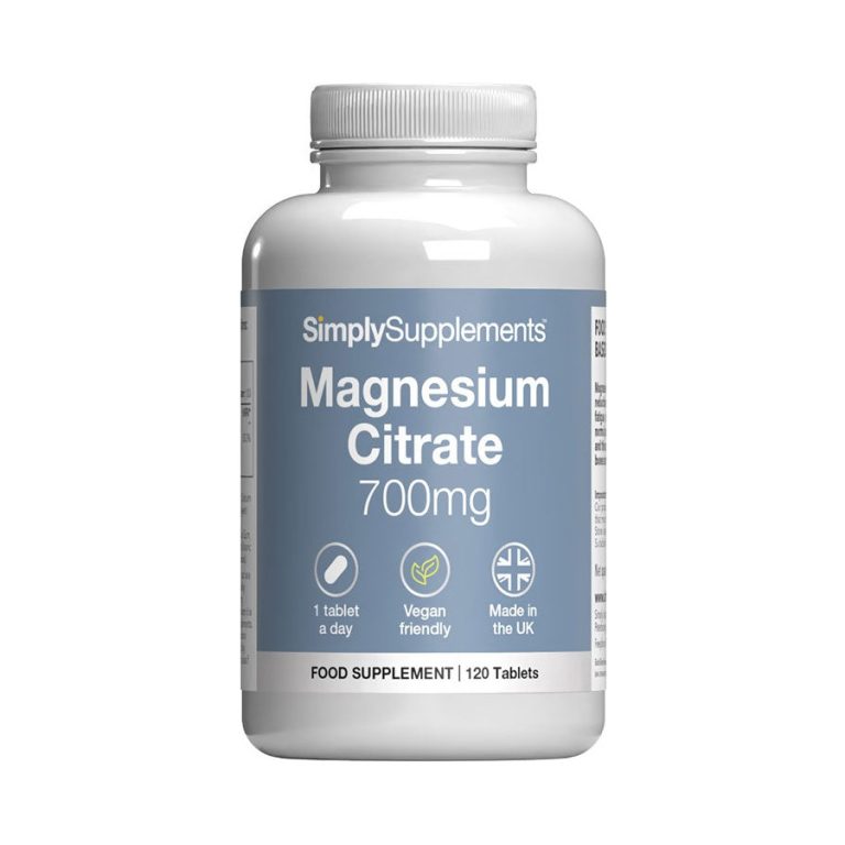 Simply Supplements Magnesium Citrate 700mg tablets bottle, front label